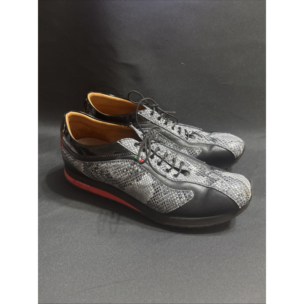 Añel Mens Racer 0919 ARSX Collection Black/Gray Snakeskin Shoes Sz EU 48/US 13